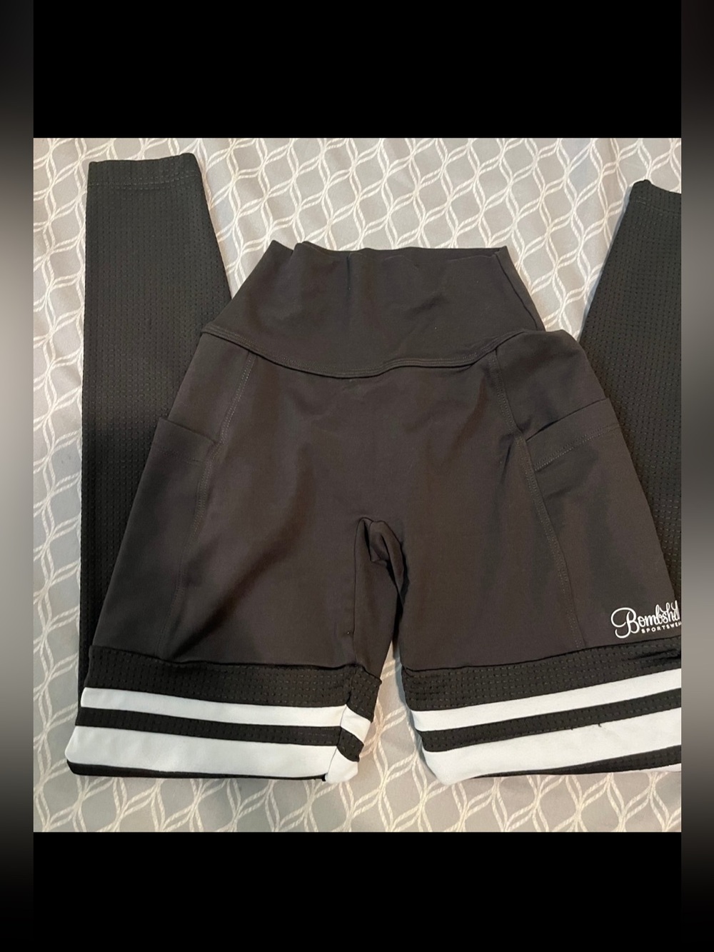 Bombshell Sportswear Dark Green Striped Leggings